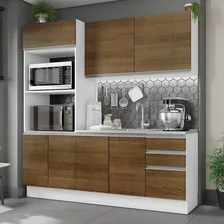Cozinha Compacta Madesa 100% Mdf Acordes 2 Gavetas 8 Portas Acabamento do móvei Pintura Poliéster de Alta Resistência Cor Rustic/Branco Foto mini  2