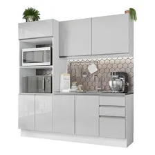 Cozinha Compacta Madesa 100% Mdf Acordes Glamy 8 Portas Acabamento do móvei Pintura Poliéster de Alta Resistência Cor Branco/Rustic Foto  mini 1