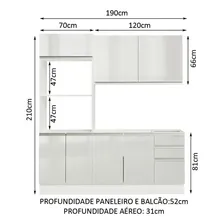 Cozinha Compacta Madesa 100% Mdf Acordes Glamy 8 Portas Acabamento do móvei Pintura Poliéster de Alta Resistência Cor Branco/Rustic Foto mini 3