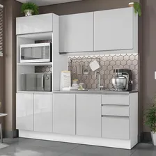 Cozinha Compacta Madesa 100% Mdf Acordes Glamy 8 Portas Acabamento do móvei Pintura Poliéster de Alta Resistência Cor Branco/Rustic Foto mini 2