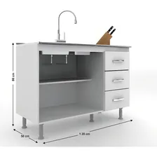 Cozinha Completa 2 Peças Evidência Móveis Branco Hj Foto mini 3