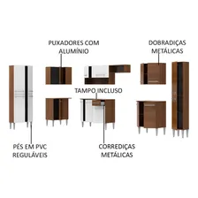Cozinha Completa Canto Madesa Emilly Live Armário Balcão Rb Cor Rustic/Branco Foto mini 4