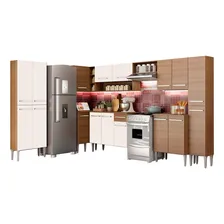 Cozinha Completa Canto Madesa Emilly Live Armário Balcão Rb Cor Rustic/Branco Foto  mini 1