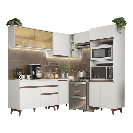 Cozinha Completa Canto Madesa Reims 402002 Armário - Branco Foto 1