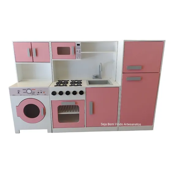 Cozinha de brinquedo Artesanatos Gnan Cozinha Infantil em MDF - rosa Foto 1