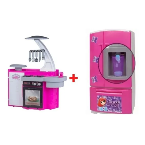 Cozinha Infantil Classic + Geladeira Rosa Inverse 8053 Foto 1