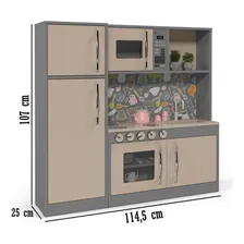 Cozinha Infantil Com Refrigerador Diana Mdf Cinza Ofertamo Foto mini 1