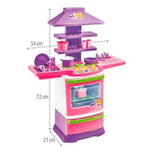 Cozinha Infantil Completa Menina Fogãozinho Criança Poliplac Cor Rosa Foto mini 2
