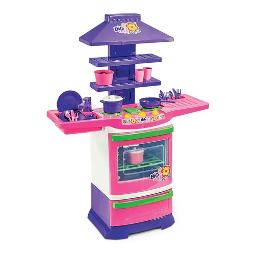 Cozinha Infantil Completa Menina Fogãozinho Criança Poliplac Cor Rosa Foto 1