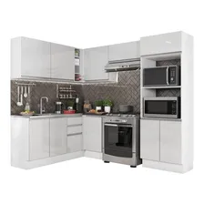 Cozinha Madesa 100 Mdf Acordes Glamy Canto (sem Tampo E Pia) Cor Branco/Rustic Foto  mini 1