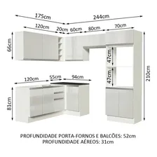 Cozinha Madesa 100 Mdf Acordes Glamy Canto (sem Tampo E Pia) Cor Branco/Rustic Foto mini 3
