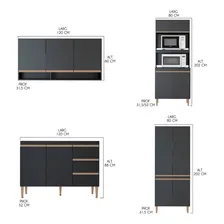 Cozinha Moderna Modulada Para Apartamento Sabrina 280x200 Cm Cor Preto Foto mini 3