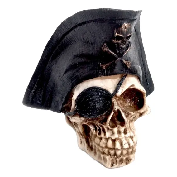 Cranio Capitão Pirata Com Chapéu - Caveira - Esqueleto Cor Preto Foto 1