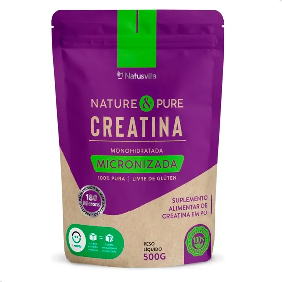 Creatina 500g Pura Monohidratada Micronizada C/ Laudo de 100% de Pureza Suplemento Importado Padrão Ouro de Micronização Internacional Selo Pure Original Foto 1