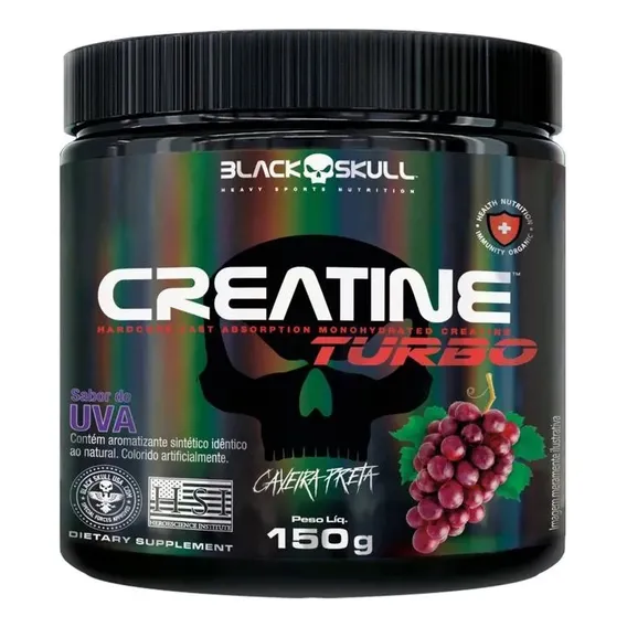 Creatine Caveira Preta 150g Black Skull Sabor Uva Foto 1