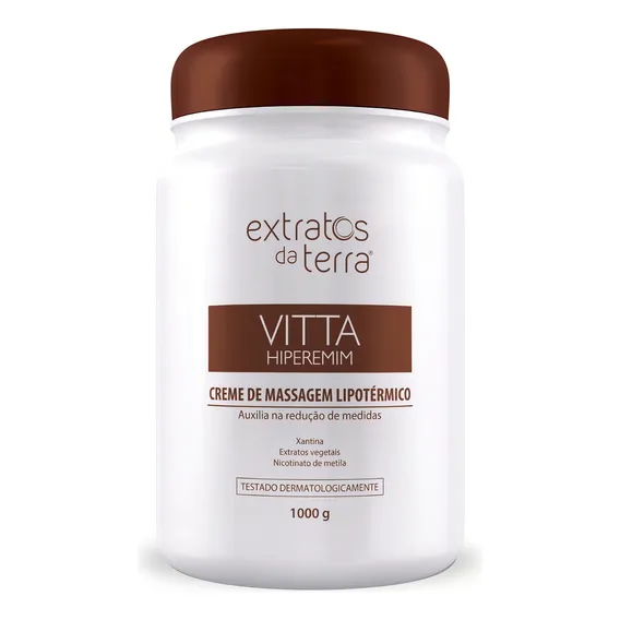 Creme De Massagem Vitta Hiperemim Lipotérmico Extratos Terra Tipo de embalagem Pote Fragrância Características do produto Tipos de pele Peles femininas e masculinas Foto 1