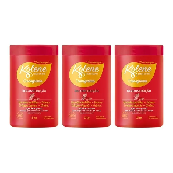Creme De Tratamento Kolene 1000g Reconstrucao - Kit Com 3un Foto 1
