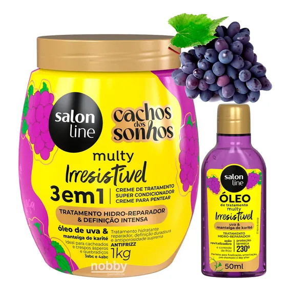 Creme + Óleo Uva 3 Em 1 Cachos Dos Sonhos Salon Line Foto 1