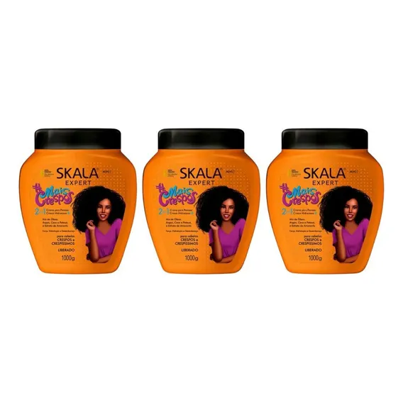 Creme Skala 1kg Mais Crespos - Kit Com 3un Foto 1
