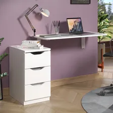 Criado Mudo Gaveteiro Decoração Escritório Preto 3 Gavetas Cor Branco Foto mini 4