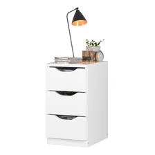 Criado Mudo Gaveteiro Decoração Escritório Preto 3 Gavetas Cor Branco Foto mini 3