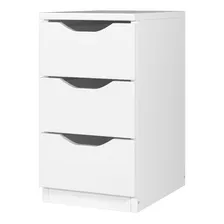 Criado Mudo Gaveteiro Decoração Escritório Preto 3 Gavetas Cor Branco Foto mini 1