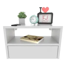 Criado Suspenso Alto Padrão Mdf 40cm Larg Gaveta Inferior Acabamento Mdf MelamÃnico Cor Branco Foto mini 1