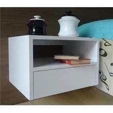 Criado Suspenso Alto Padrão Mdf 40cm Larg Gaveta Inferior Acabamento Mdf MelamÃnico Cor Branco Foto mini 3