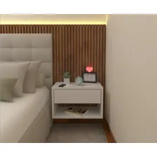Criado Suspenso Alto Padrão Mdf 40cm Larg Gaveta Superior Acabamento Mdf Melamínico Cor Branco Foto mini  2