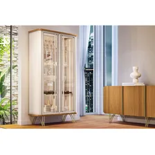 Cristaleira Hb M贸veis Evora 2 Portas De Vidro Cor Off White/cinamomo Foto mini 1