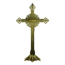 Crucifixo Católico De Mesa Dourado Antigo Metal 32 Cm Cor Dourado-escuro Foto mini 4
