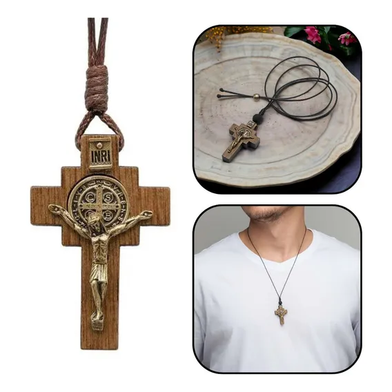 Crucifixo Colar De Pescoço Masculino São Bento Dezena Foto 1