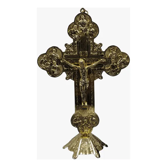 Crucifixo De Parede Ou Mesa Apóstolos Dourado 30-cm Foto 1