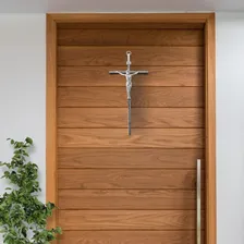 Crucifixo Estilizado Para Parede Cruz Metal Dourado 30cm Cor Prata Foto mini 2