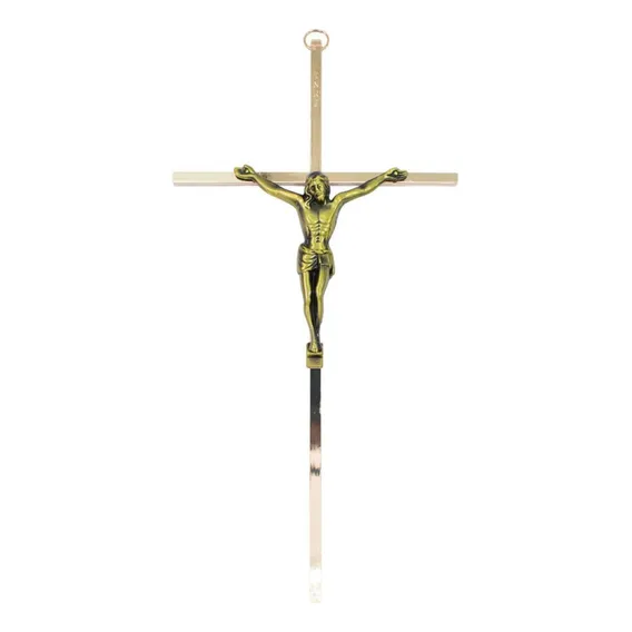 Crucifixo Jesus Dourado Metal 25.5cm Foto 1