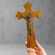 Crucifixo Madeira Parede São Bento 25 Cm Foto mini 4