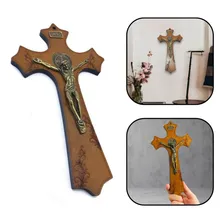 Crucifixo Madeira Parede São Bento 25 Cm Foto mini 1