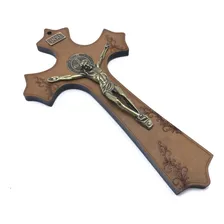 Crucifixo Madeira Parede São Bento 25 Cm Foto mini 3