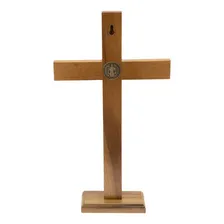 Crucifixo Mesa Parede Madeira Metal São Bento 35 Cm Foto mini 2