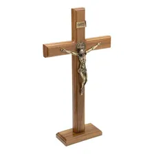 Crucifixo Mesa Parede Madeira Metal São Bento 35 Cm Foto mini 1