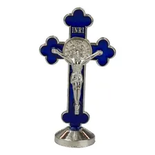 Crucifixo Metal Azul Uso Carro 8cm Foto mini 1