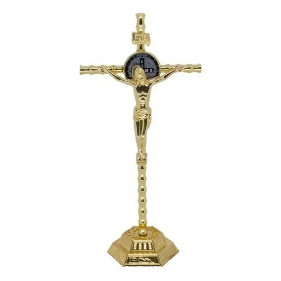 Crucifixo Metal Mesa Ou Parede 22 Cm Foto 1