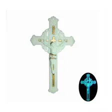 Crucifixo Para Parede Fluorescente Dourado Jesus Cristo Foto mini 1
