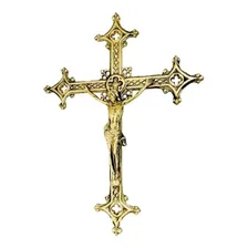 Crucifixo Parede Bronze 37 Cm Decoração Igreja Jesus Cristo Cor Amarelo Foto  mini 1