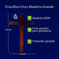 Crucifixo Parede Madeira Cruz De Madeira Sem Cristo 50cm Cor Marrom Foto mini 2