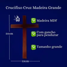 Crucifixo Parede Madeira Cruz De Madeira Sem Cristo 50cm Cor Marrom Foto mini  2