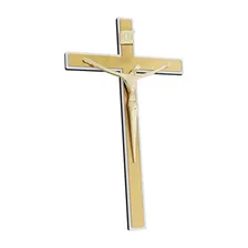 Crucifixo Parede Madeira Espelhado Cristo Em Metal 23 Cm Foto mini 2