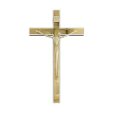 Crucifixo Parede Madeira Espelhado Cristo Em Metal 23 Cm Foto mini 1