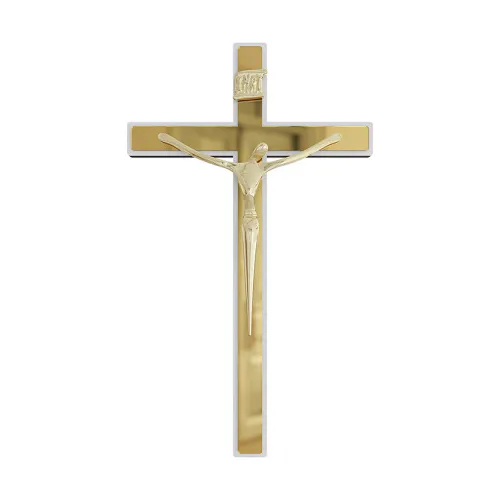 Crucifixo Parede Madeira Espelhado Cristo Em Metal 23 Cm Foto 1