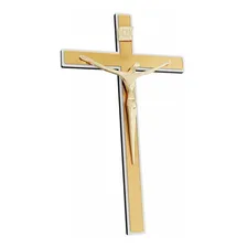 Crucifixo Parede Madeira Espelhado Cristo Em Metal 30 Cm Foto mini 2